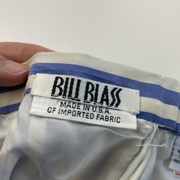 Vintage Bill Blass Blue and White Stripe Pencil Skirt Size 8 Made in USA - Picture 5 of 11